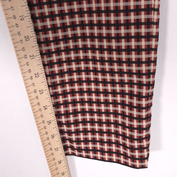 ALYSI Women’s Pants Size 12 Plaid Check Gingham ITALY MADE Skinny Straight Brown - Picture 6 of 12